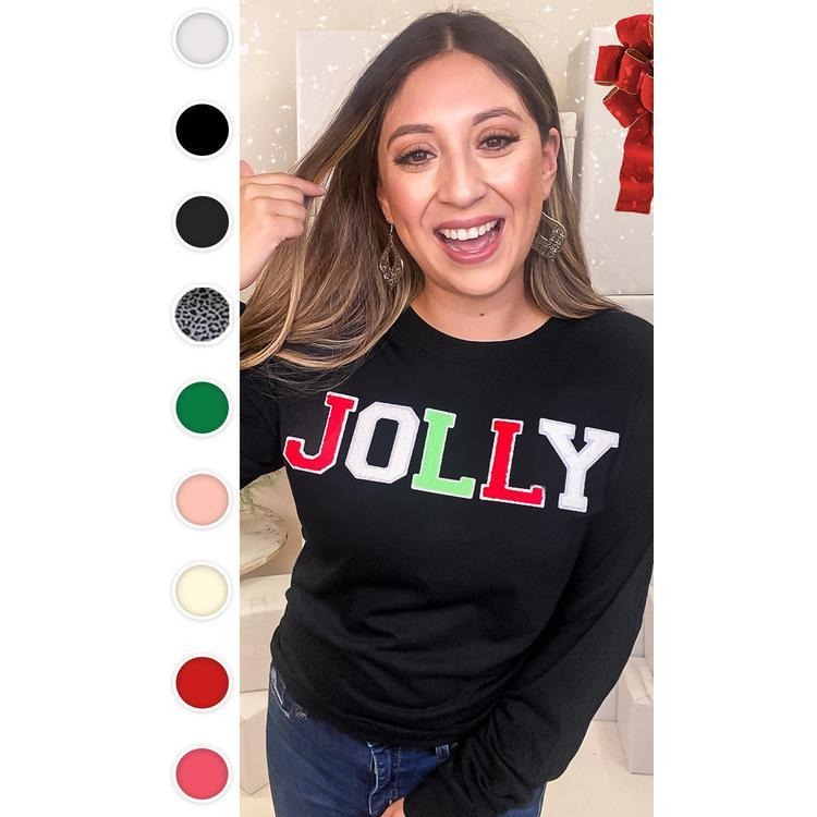 Soft Ideal Chenille Jolly Graphic Long Sleeve T-Shirt Hoodie, Sweatshirt | GrindPrints.com
