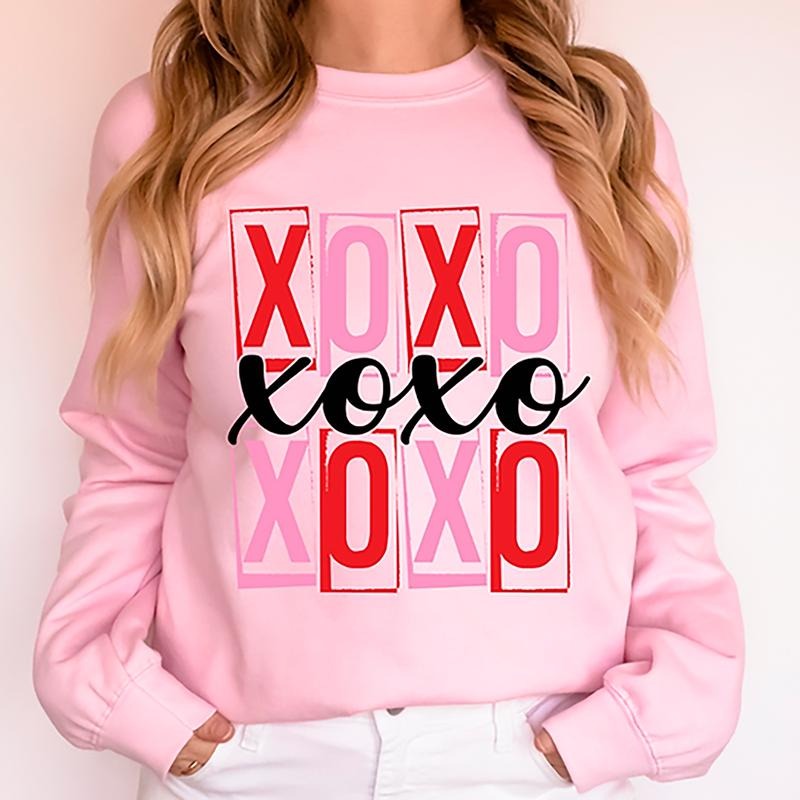 Soft and Comfortable St. Valentines Pink Crewneck Sweatshirt for Women Casual Womenswear T-Shirts, Hoodie | GrindPrints.com
