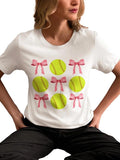 Softball Ball And Bows T Shirt, Softball Mom Shirt, Coquette Aesthetic Shirt, Pink Girly Tee, Softball Player Shirt,...