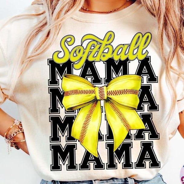 Softball Mama Bow tshirt, Retro Coquette sweatshirt, Game Day Softball Mom T-Shirt, mother's day gift Hoodie