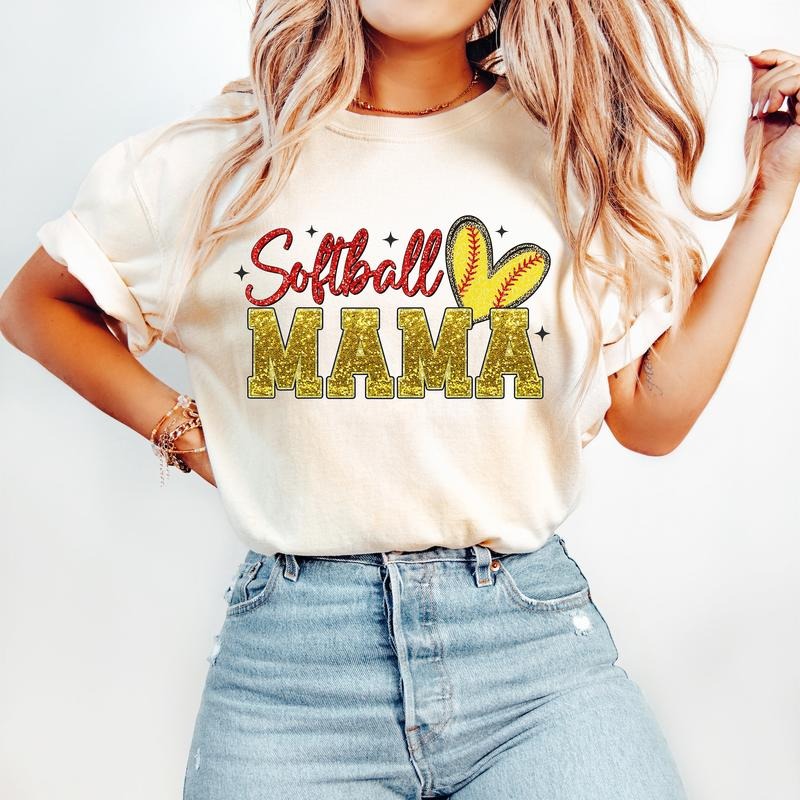 Softball Mama T-Shirt, Softball T-Shirt, Sports T-Shirt, Trendy Retro Mom T-Shirt Hoodie, Sweatshirt | GrindPrints.com