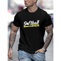 Softball Print T Shirt, Tees For Men, Casual Short Sleeve T-shirt For Summer Made in USA Hoodie, Sweatshirt | GrindPrints.com