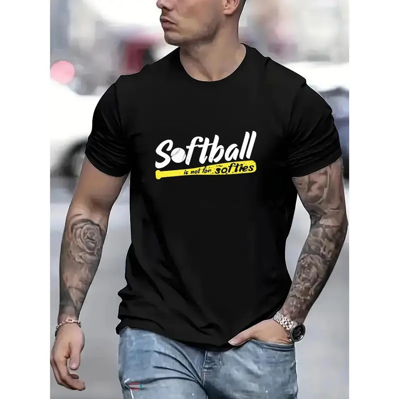 Softball Print T Shirt, Tees For Men, Casual Short Sleeve T-shirt For Summer Made in USA Hoodie, Sweatshirt | GrindPrints.com