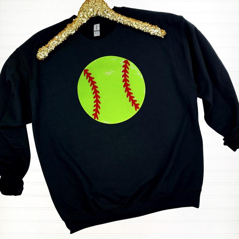 Softball Sequin Patch Sweatshirt T-Shirts, Hoodie | GrindPrints.com