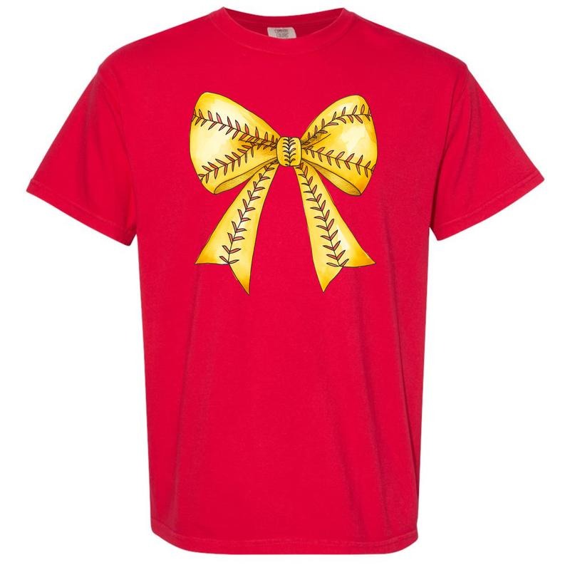 Softball Sketched Bow Comfort Colors T-Shirt 'NLB' Hoodie, Sweatshirt | GrindPrints.com