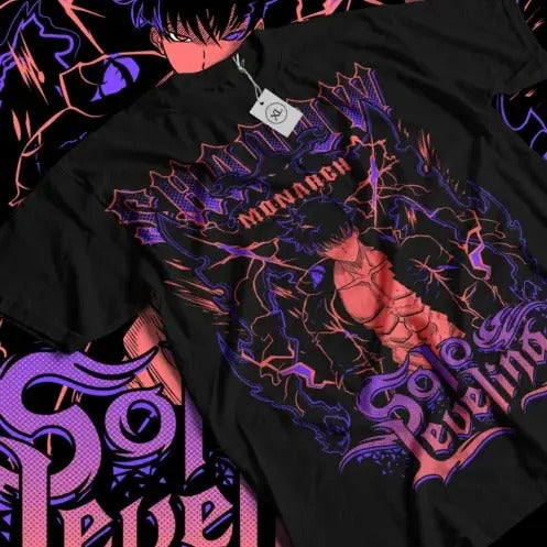 Solo Leveling T-Shirt Sung Jinwoo Horror Anime Manga Black Gifts Shirt All Size Hoodie, Sweatshirt | GrindPrints.com