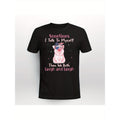 Sometimes I Talk To Myself Pig ver1Summer men's front printed short sleeved T-shirt top, comfortable and breathable...