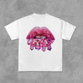 Sopula Diamond Lips Graphic Print Casual Cotton T-Shirt Hoodie, Sweatshirt | GrindPrints.com