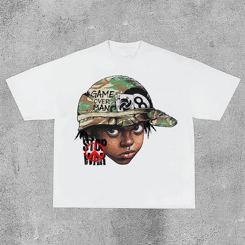 Sopula Flame Boy Stop War Graphic Print Casual Cotton T-Shirt Hoodie, Sweatshirt | GrindPrints.com