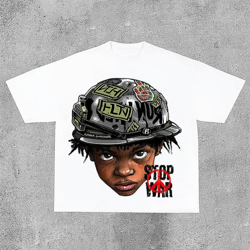 Sopula Flame Boy Stop War Graphic Print Cotton T-Shirt Hoodie, Sweatshirt | GrindPrints.com
