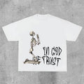 Sopula In God We Trust Letters Skull Print Short Sleeve T-Shirt Hoodie, Sweatshirt | GrindPrints.com