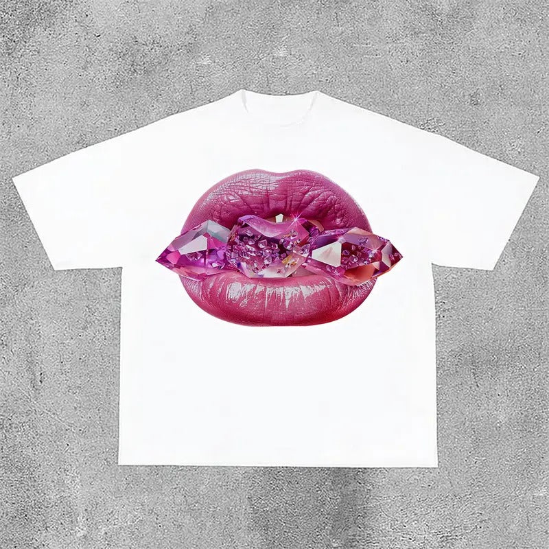 Sopula Sexy Jeweled Lips Print Graphic Cotton Tees Hoodie, Sweatshirt | GrindPrints.com