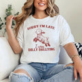 Sorry I'm Late I Was Dilly Dallying Tshirt, Vintage Animal Sayings Tee, Funny Sloth and Sheep Shirt Design, Retro...