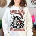 Sorry Santa I've Been Feral Christmas Raccoon Funny Christmas Hoodie - Sweatshirt - Unisex Tee | GrindPrints.com