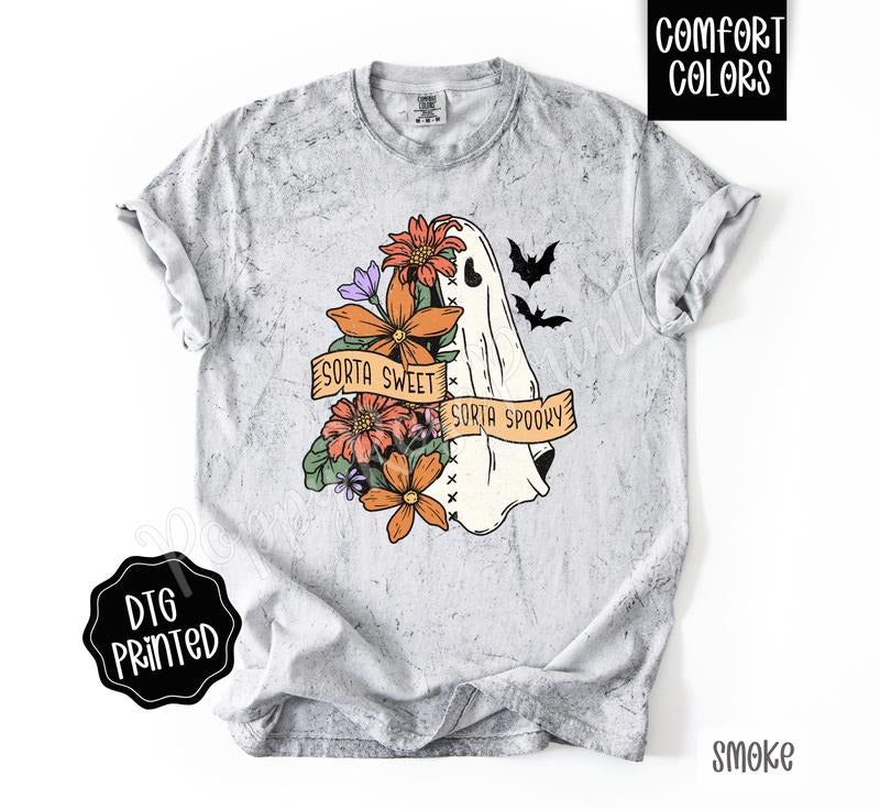 Sorta Sweet Sorta Spooky Comfort Colors Color Blast T-Shirt, Women's Graphic Tee Halloween Shirt Hoodie, Sweatshirt
