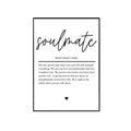 Soulmate Definition Print, Anniversary Gift, Girlfriend, Boyfriend, Husband, Wife, Gifts For Her Him Wall Art, Poster...