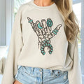 Southwest Turquoise Skeleton Sweatshirt Skeleton Hand Turquoise Pullover Rocker Skeleton Hand Sweatshirt Turquoise...