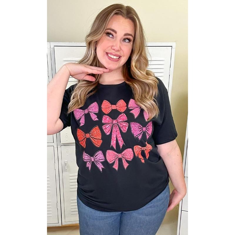 Sparkle Bow Graphic T-Shirt Hoodie, Sweatshirt | GrindPrints.com