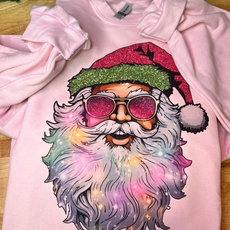 Sparkly crew sweater  Santa with glasses T-Shirts, Hoodie, Sweatshirt | GrindPrints.com