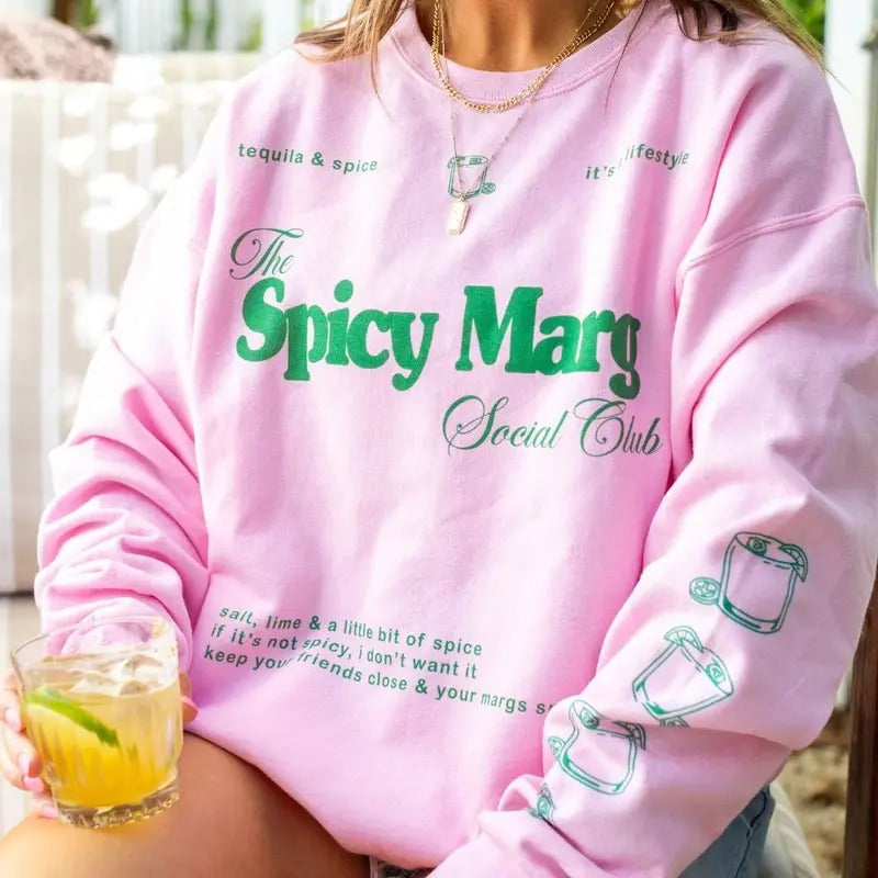 'Spicy Marg Social Club' Crewneck Sweatshirt T-Shirts, Hoodie | GrindPrints.com