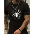 Spider Print T Shirt, Tees For Men, Casual Short Sleeve T-shirt For Summer Made in USA Hoodie, Sweatshirt | GrindPrints.com