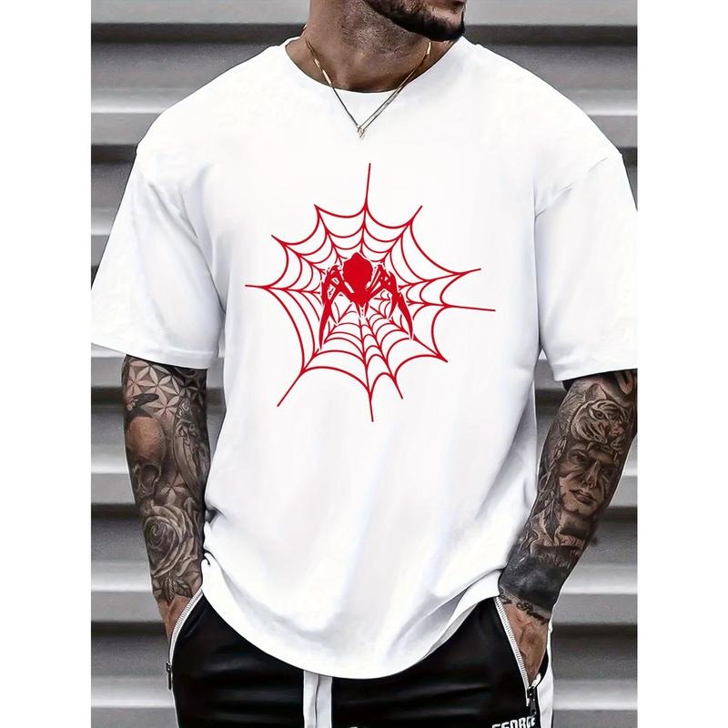 Spider Web Print Round Neck Short Sleeve Regular Fit Top Spring Summer Leisure Vacation Made USA T-Shirts, Hoodie, Sweatshirt