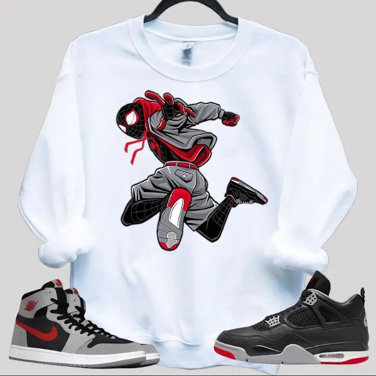 Spidey Kicks Sweatshirt T-Shirt To Match Sneaker Black and White Hoodie | GrindPrints.com