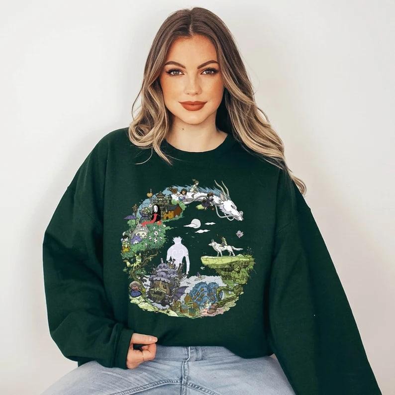 Spirited Away Studio Ghibli Anime Spirit Ghibli Totoro No Face Howl'S Moving Castle T-Shirts, Hoodie, Sweatshirt