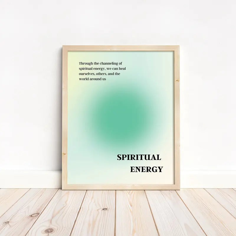 Spiritual Aura Wall Art, Colorful Green Gradient Poster, Boho Meditation, Gifts For Bff Besties Art Prints, Poster Prints...