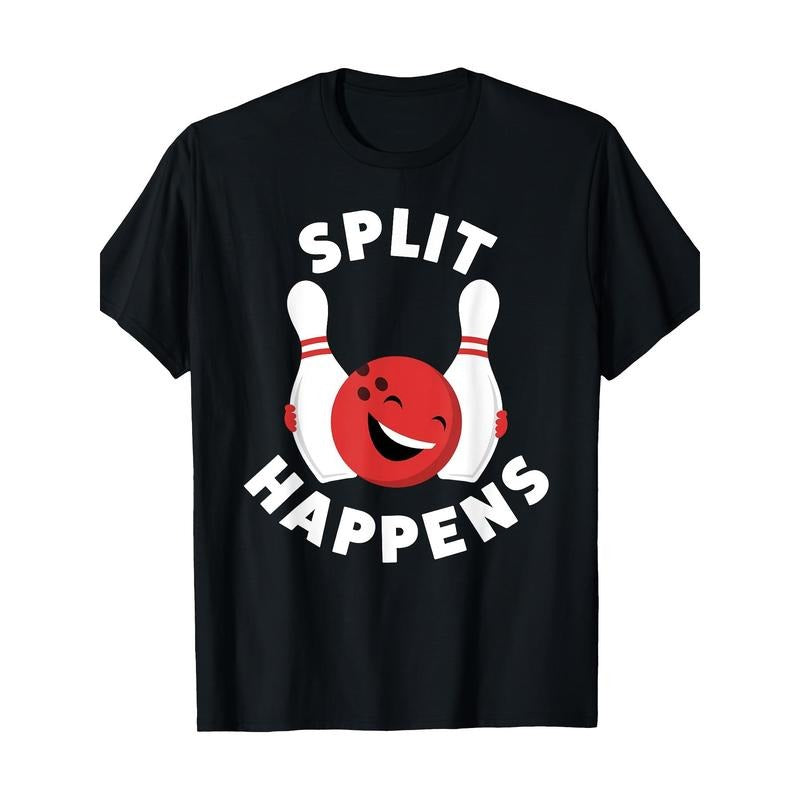 Split Happens Funny Bowling Shirt For Men 100% Cotton T-Shirt made in usa Hoodie, Sweatshirt | GrindPrints.com