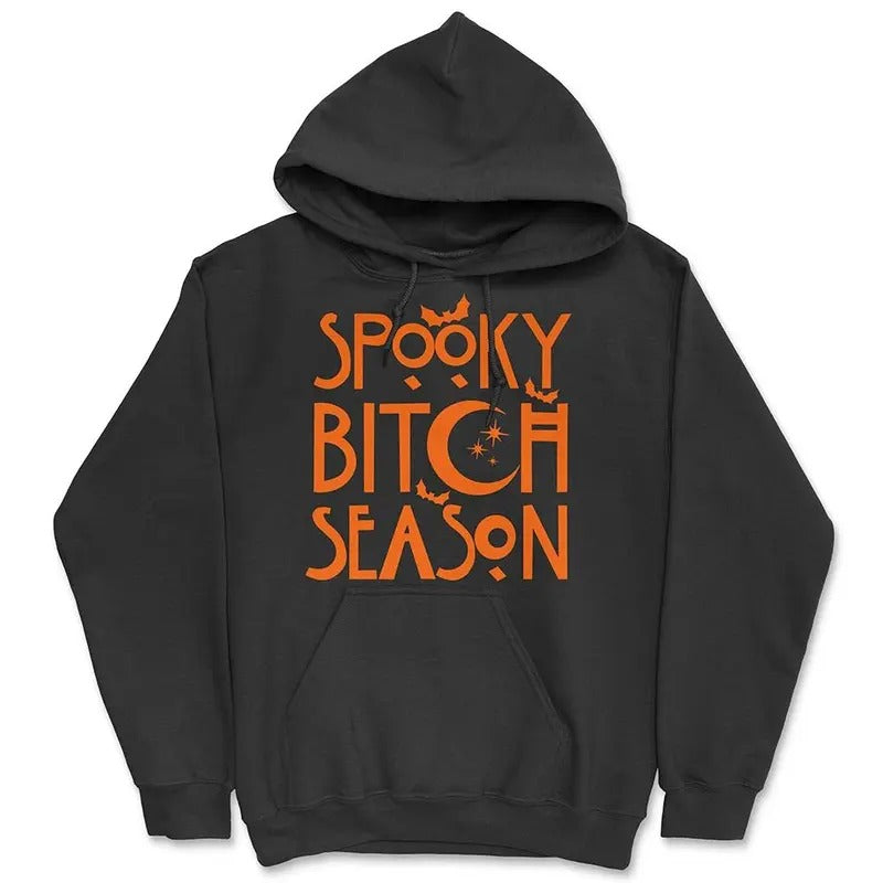 Spooky Bitch Season Hoodie - Halloween Themed - Women's Pullover Hoodie - Long Sleeve - Casual Comfort Cotton Womenswear...