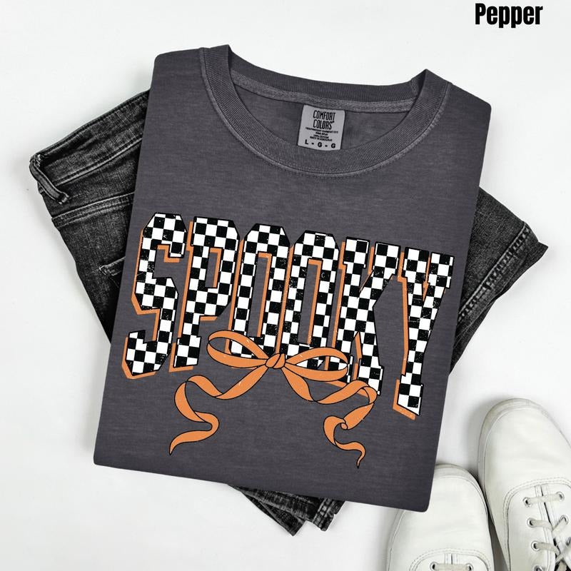 Spooky Black Checkered Comfort Colors T-Shirt 'NLB' Hoodie, Sweatshirt | GrindPrints.com