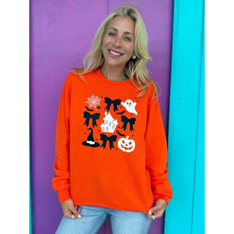 Spooky Bows Orange Sweatshirt T-Shirts, Hoodie | GrindPrints.com