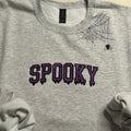 Spooky Glitter and spider web Embroidered Crewneck Sweatshirt T-Shirts, Hoodie | GrindPrints.com