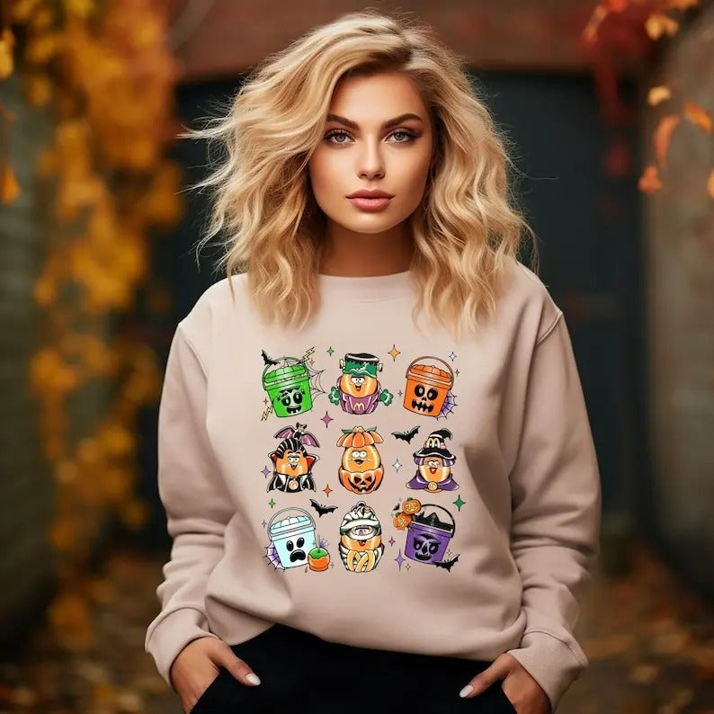 Spooky Nuggets Meal Bucket Halloween Shirt, Spooky Nuggets Shirt, Halloween Chicken Lover Hoodie, Spooky Season Cotton...
