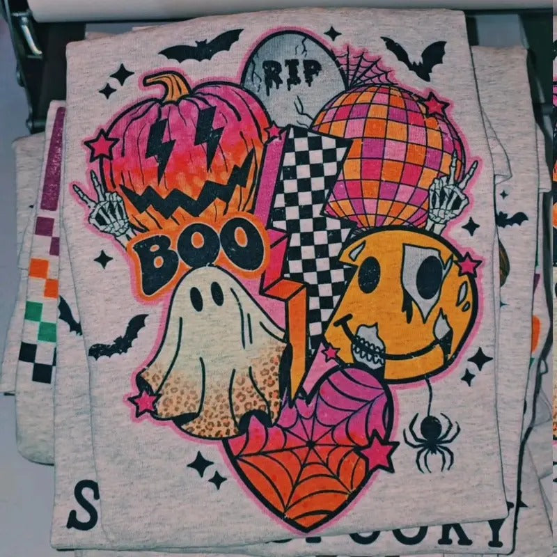 Spooky Retro Halloween Graphic Tee Loose fit Hoodie, Sweatshirt | GrindPrints.com