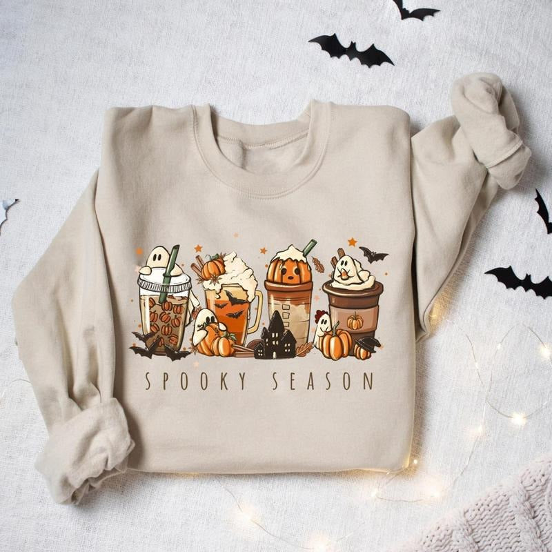 Spooky Season Sweatshirt, Fall Coffee Sweatshirt, Halloween Coffee Sweatshirt, Cute Fall Sweater, Pumpkin Spice Shirt,...