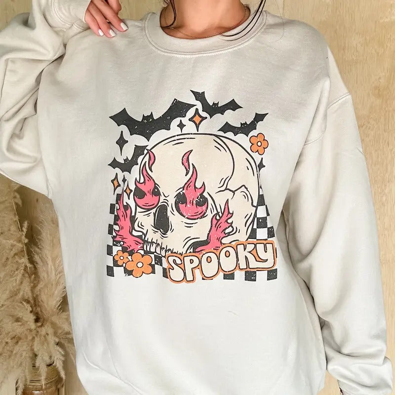 Spooky Skull Graphic Top T-Shirts, Hoodie, Sweatshirt | GrindPrints.com