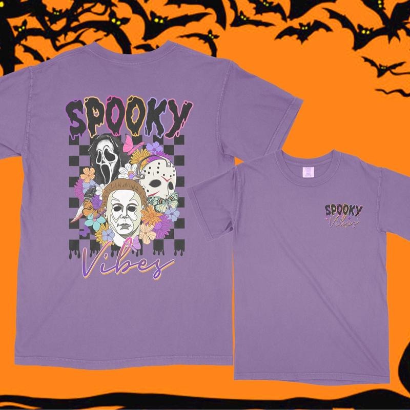 Spooky Vibes Halloween Comfort Colors Double Sided T Shirt Hoodie, Sweatshirt | GrindPrints.com