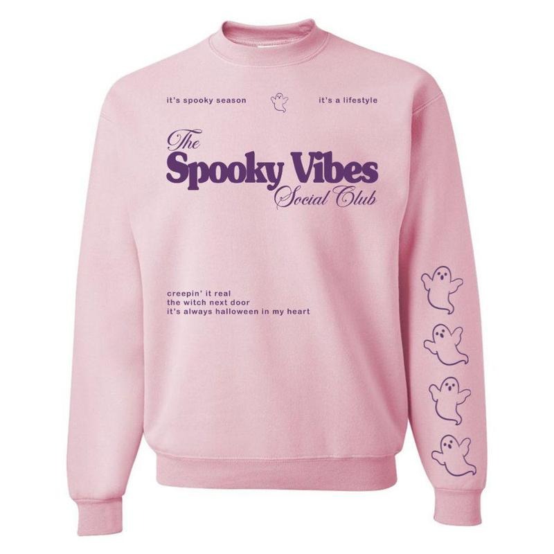 'Spooky Vibes Social Club' Crewneck Sweatshirt T-Shirts, Hoodie | GrindPrints.com
