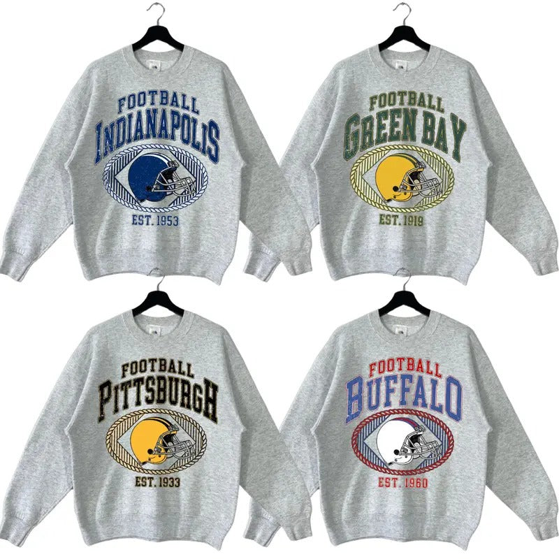 Sport Grey Vintage Football Crewneck - Unisex Classic Fit Sweatshirt, Casual Style, Sizes S-5XL T-Shirts, Hoodie