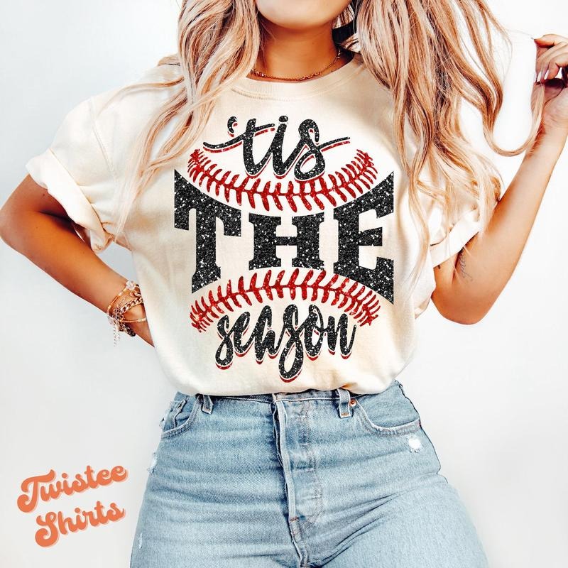 Sports Game Day Shirt - Faux Glitter Tis The Season Baseball TShirt, sweatshirt, hoodie - Sports Team Mom Family Tee &...