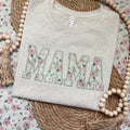 Spring Floral Mama Tee Embroidered Hoodie, Sweatshirt | GrindPrints.com