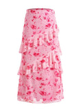 Spring Floral Mesh Long Skirts Renaissance Ruffle Maxi Skirt T-Shirts, Hoodie, Sweatshirt | GrindPrints.com