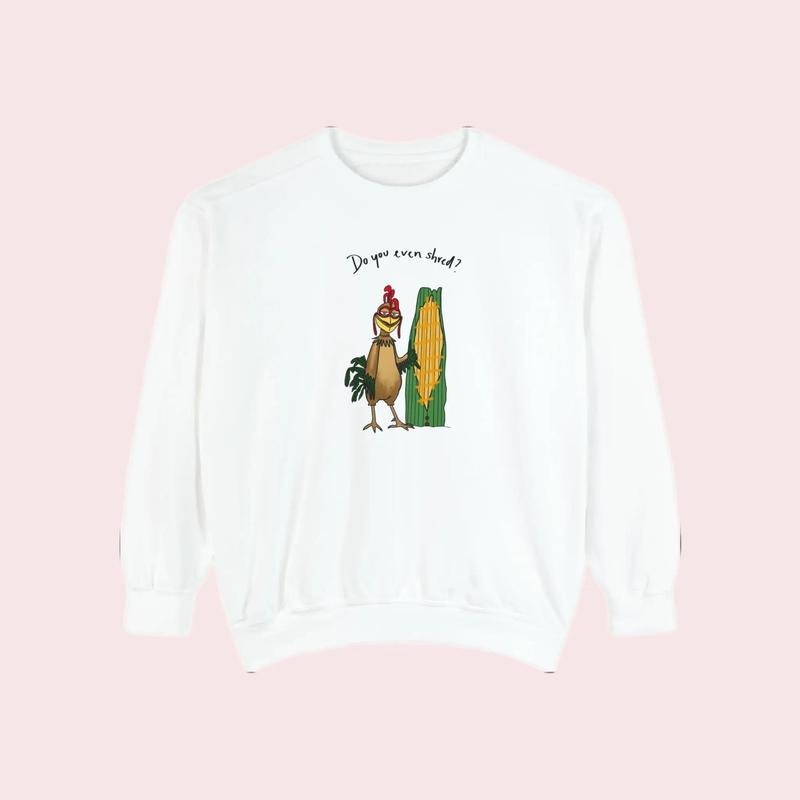 Chicken Joe Surfs Up Men's Unisex Sweatshirt - Printed Long Sleeve Crew Neck Slim Fit Medium Casual Top -...