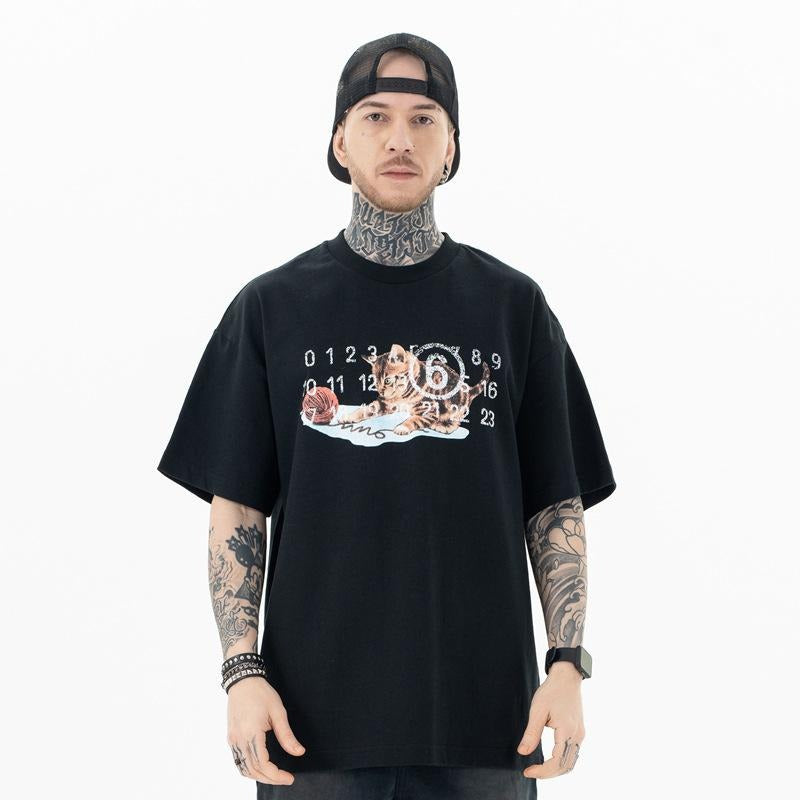 Spring Summer Trendy Kitten Destroyed Printed Short-Sleeved T-shirt Hoodie, Sweatshirt | GrindPrints.com