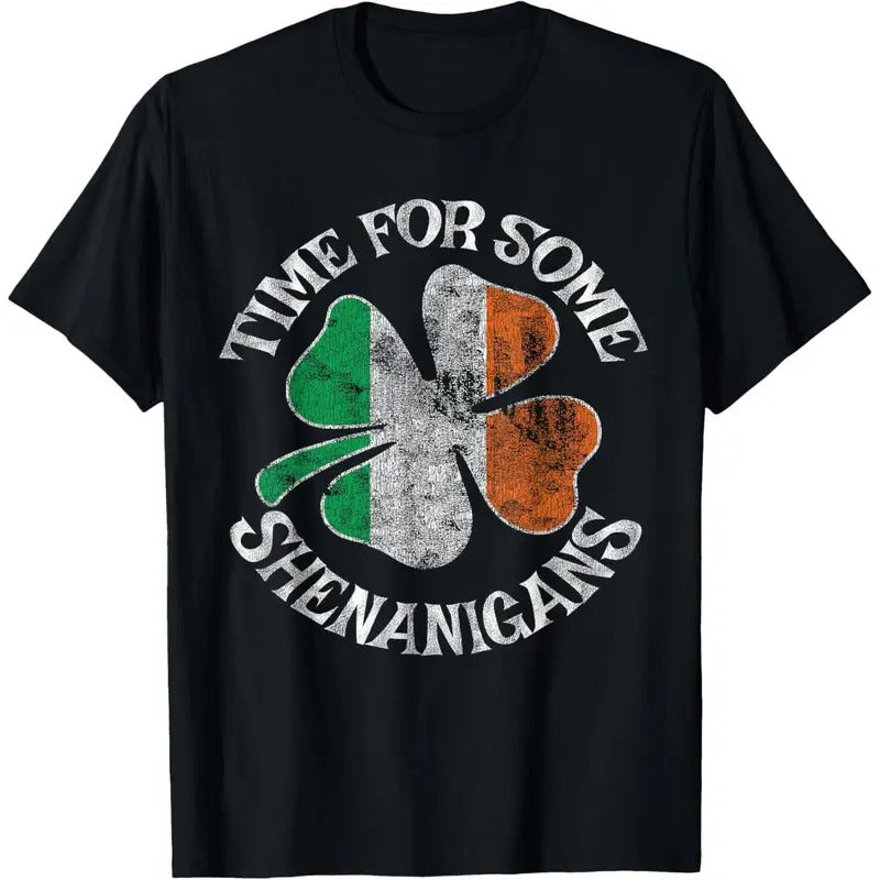 St. Patrick's Time For Some Shenanigans Clover Funny Party T-Shirt made in USA Hoodie, Sweatshirt | GrindPrints.com