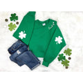 St. Patricks Day Sweatshirt for Women, Lucky Crewneck, Shamrock Elbow Sweatshirt, Armpatch Shamrock Sweatshirt, Irish...