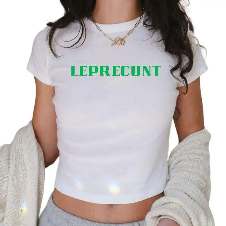 St Patrick_s Day Women_s Baby Tee, Leprecunt Tee  Casual Short Sleeve Crew Neck Hoodie, Sweatshirt | GrindPrints.com