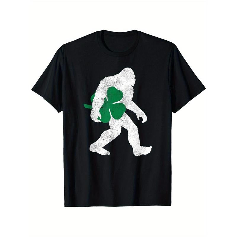 St Patricks Day Shirt - Clover Leaf Irish Sasquatch T-Shirt, Unisex
